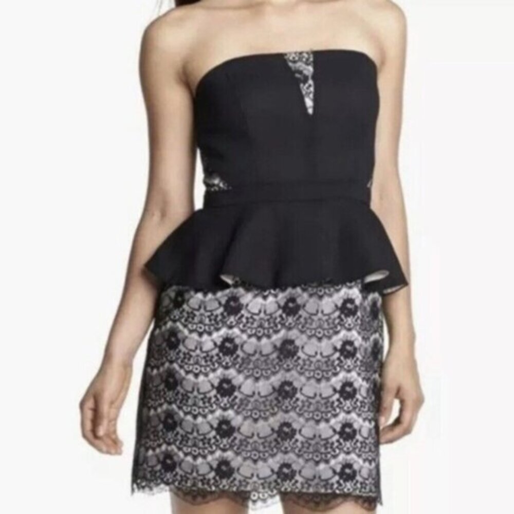 Max and Cleo Adrienne Peplum Lace Mini Dress Size 12 NWT